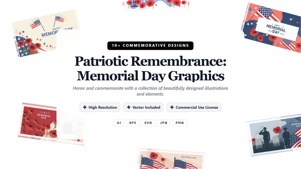 Patriotic Remembrance Memorial Day Social Media Banners – Vector Graphics Pack