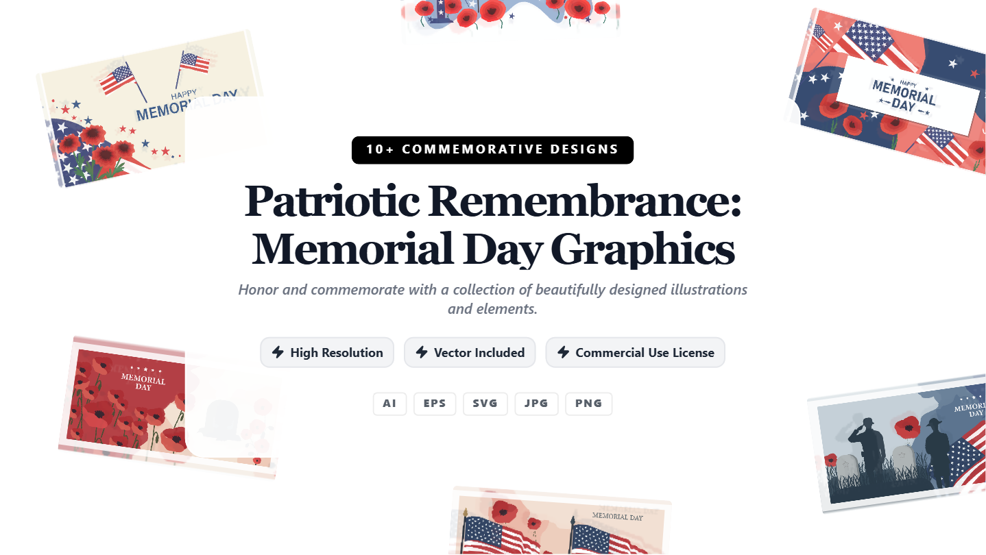 Patriotic Remembrance Memorial Day Social Media Banners – Vector Graphics Pack