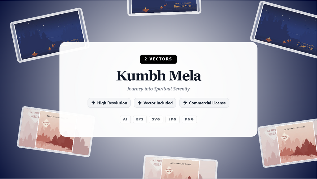 Kumbh Mela Illustrative Social Media Banners – Editable Vector Pack