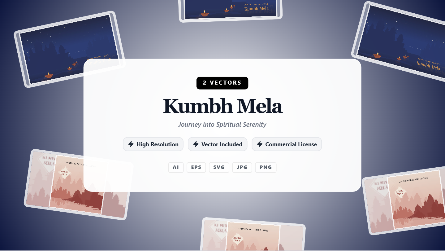 Kumbh Mela Illustrative Social Media Banners – Editable Vector Pack