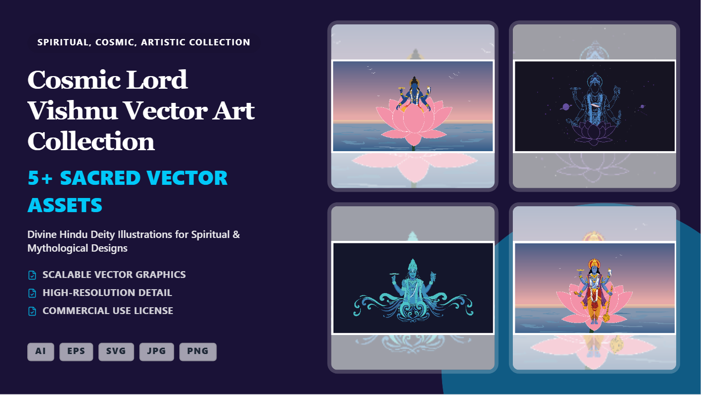 Cosmic Lord Vishnu Vector Art Social Media Banners – Scalable Illustrations Collection
