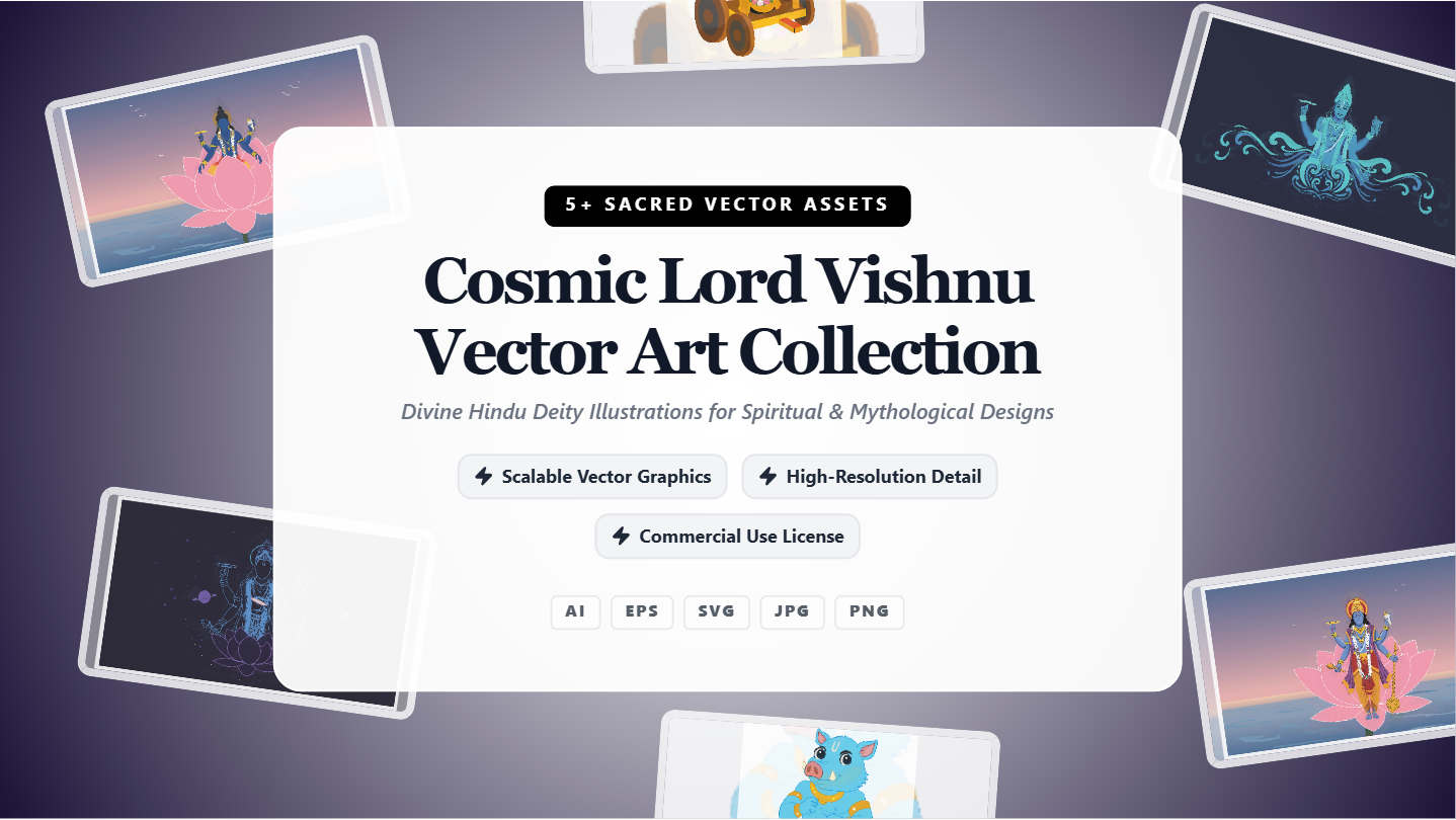 Cosmic Lord Vishnu Vector Art Social Media Banners – Scalable Illustrations Collection