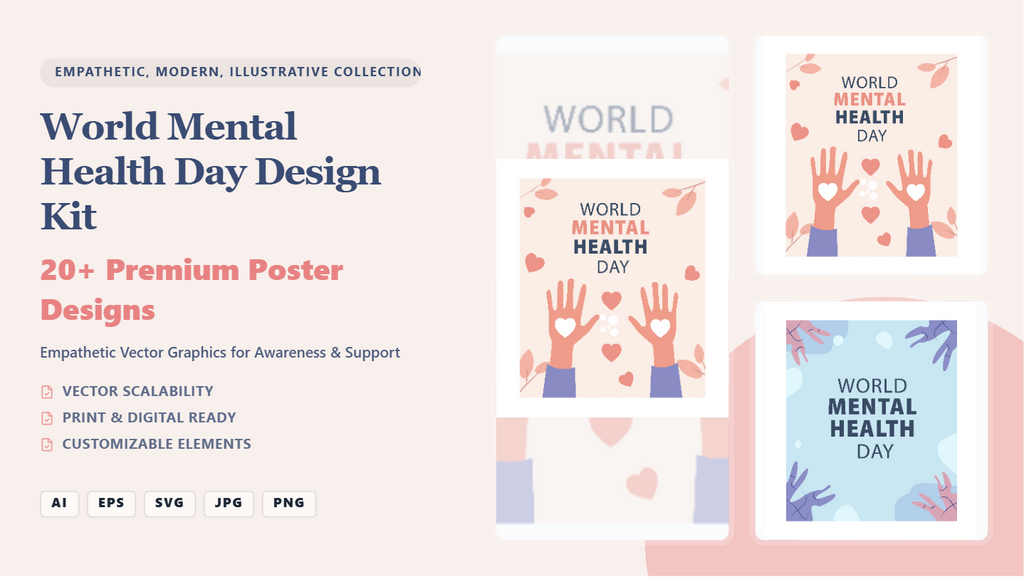 World Mental Health Day Social Media Banners – Empathetic Design Kit