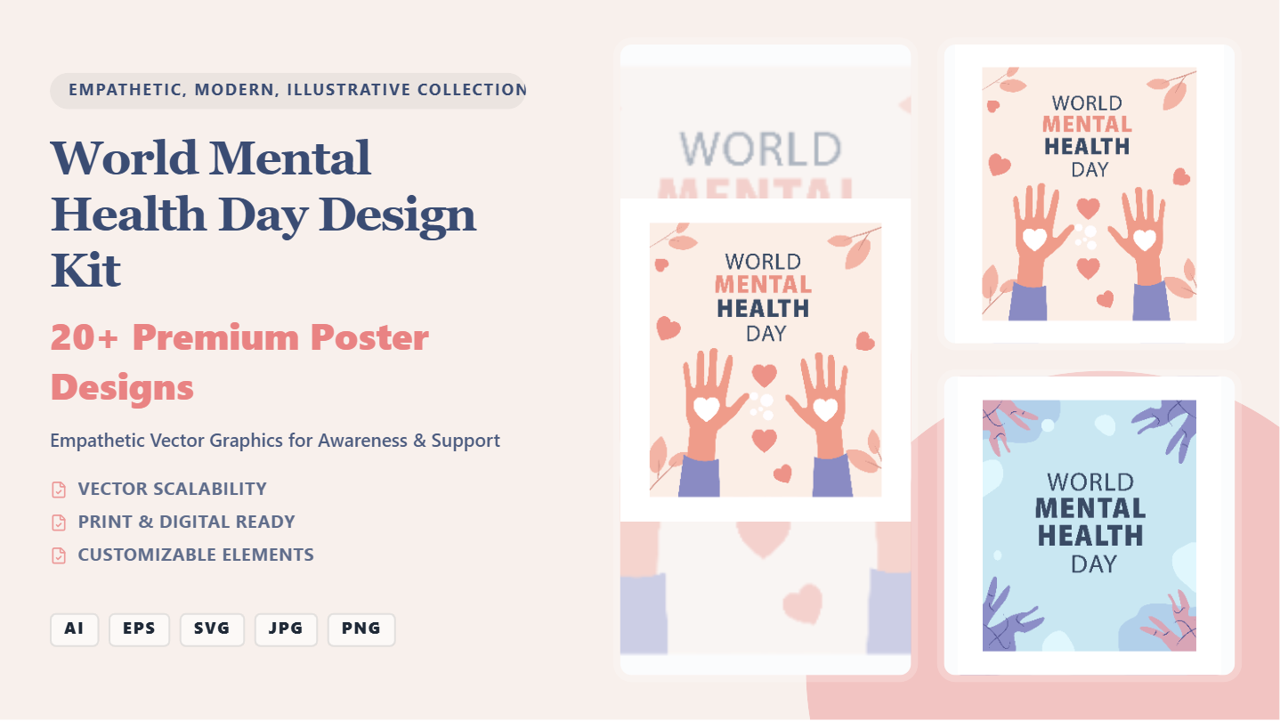 World Mental Health Day Social Media Banners – Empathetic Design Kit