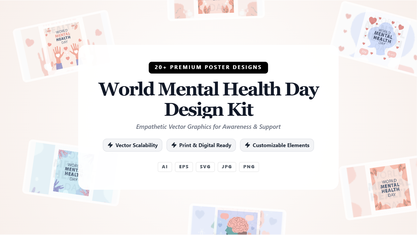 World Mental Health Day Social Media Banners – Empathetic Design Kit