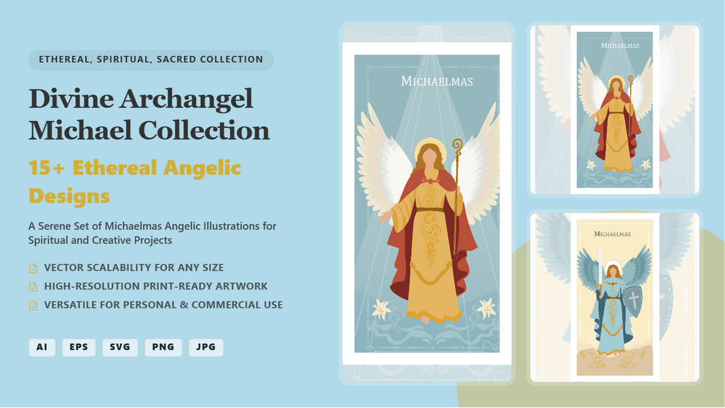 Divine Archangel Michael Social Media Banner Pack – Ethereal Angelic Designs