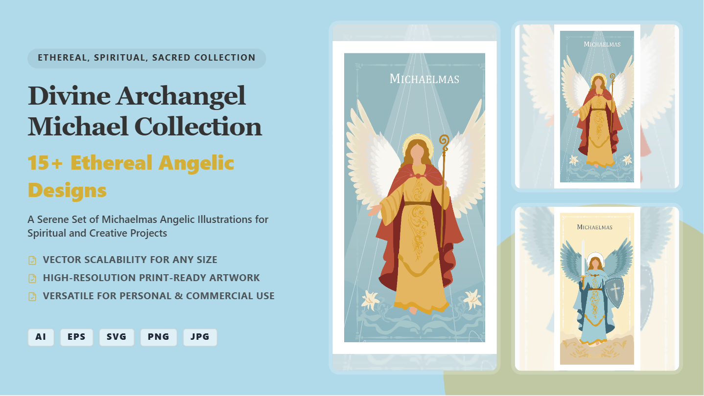 Divine Archangel Michael Social Media Banner Pack – Ethereal Angelic Designs