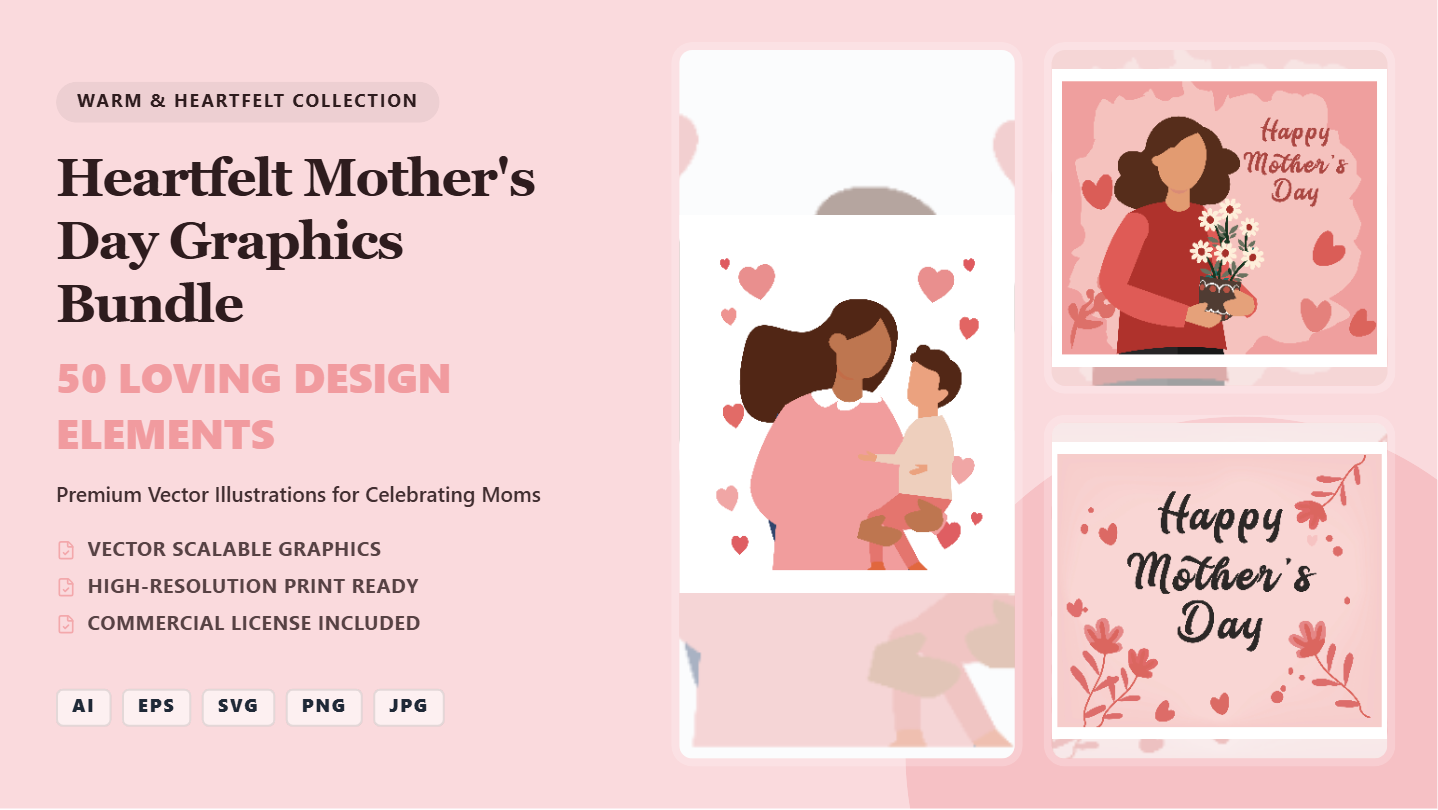 Heartfelt Mother's Day Social Media Banners – Premium Vector Graphics Bundle