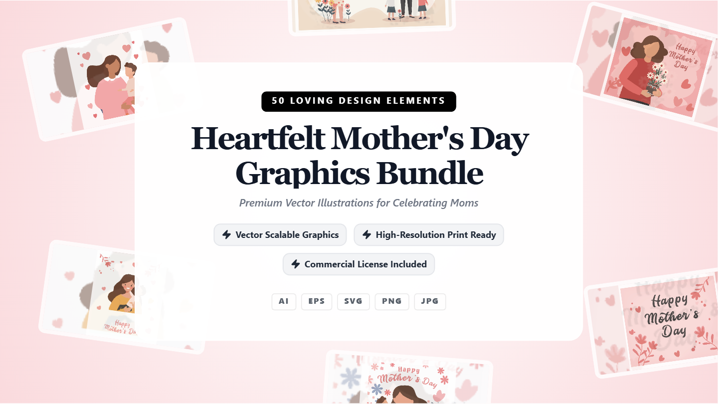 Heartfelt Mother's Day Social Media Banners – Premium Vector Graphics Bundle