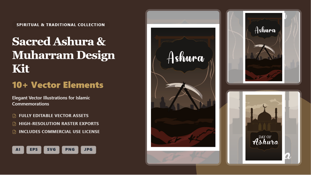 Sacred Ashura & Muharram Social Media Banners – Elegant Vector Design Kit