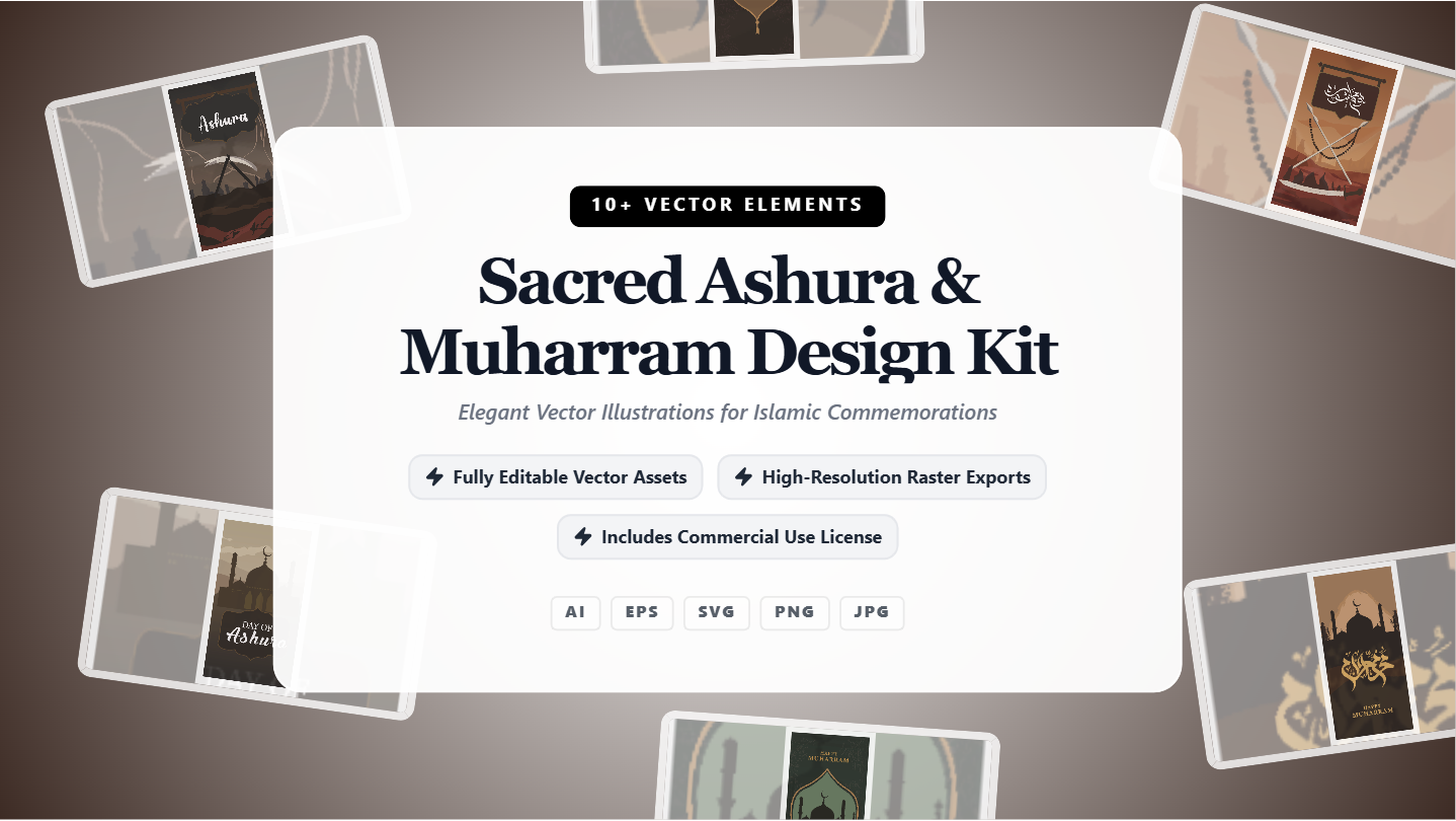 Sacred Ashura & Muharram Social Media Banners – Elegant Vector Design Kit