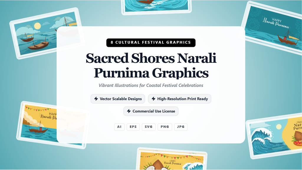 Sacred Shores Narali Purnima Social Media Banners – Vibrant Coastal Festival Graphics
