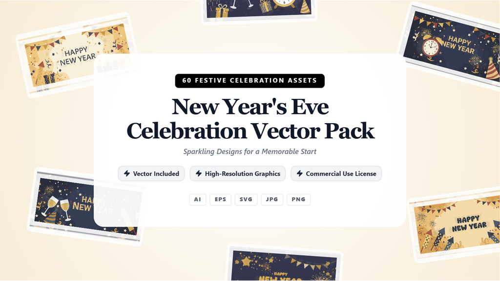Festive New Year's Eve Social Media Banners – Premium Celebration Vector Pack