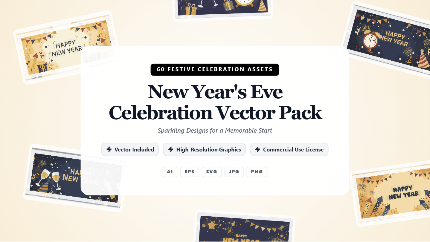 Festive New Year's Eve Social Media Banners – Premium Celebration Vector Pack