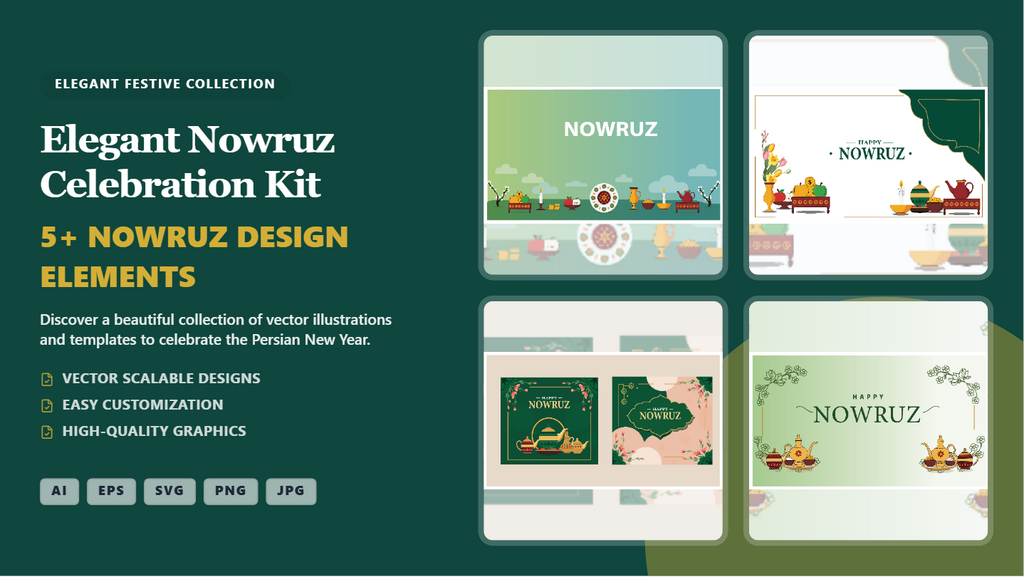 Elegant Nowruz Celebration Social Media Banners & Templates – Vector & Editable Designs