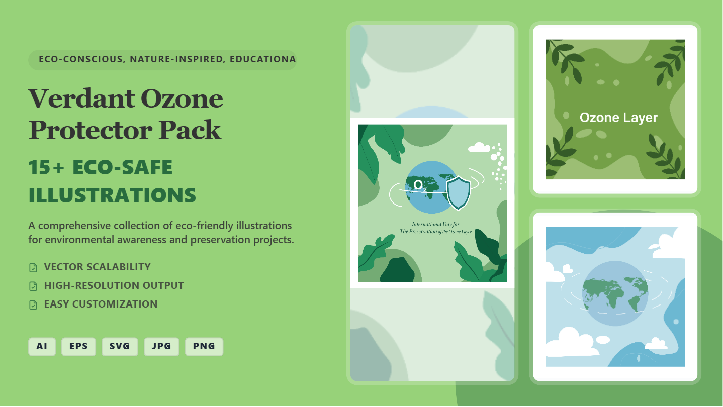 Verdant Ozone Protector Social Media Banners – Eco-Friendly Vector Illustration Pack