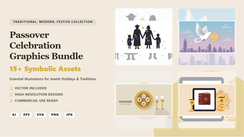 Passover Celebration Graphics Bundle – Essential Jewish Holiday Social Media Banners
