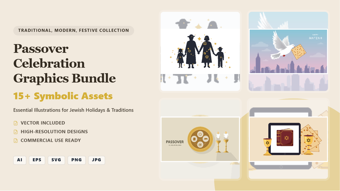 Passover Celebration Graphics Bundle – Essential Jewish Holiday Social Media Banners