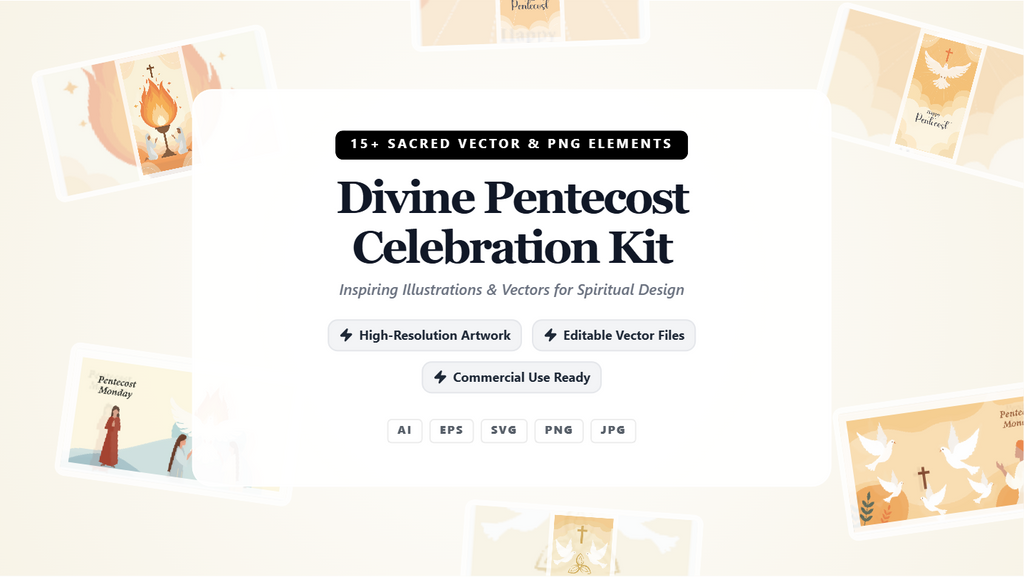 Divine Pentecost Social Media Banners Kit – Sacred Modern Flat Illustrations & Vectors
