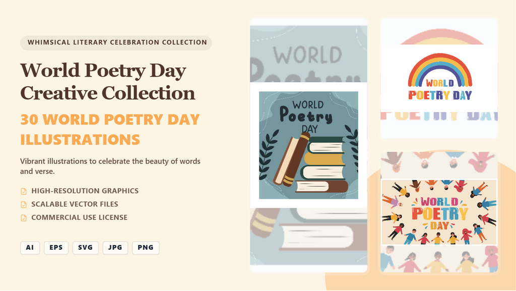 World Poetry Day Social Media Banners – Creative Literary Vector Collection