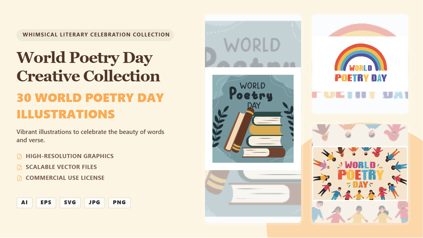 World Poetry Day Social Media Banners – Creative Literary Vector Collection