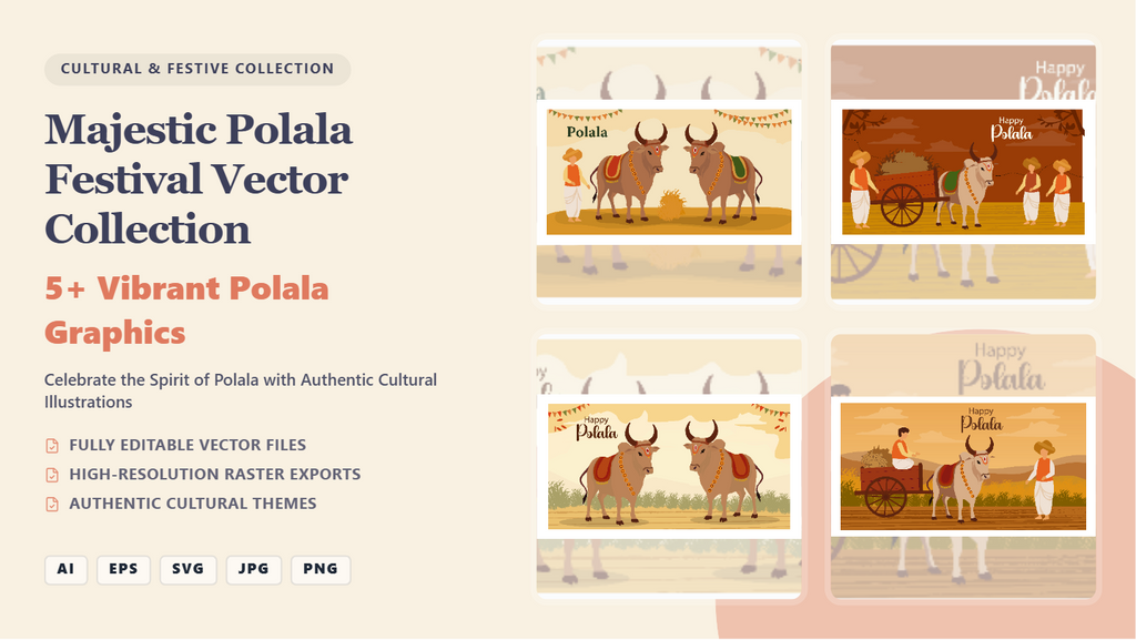 Majestic Polala Festival Social Media Banners – Cultural Vector Collection