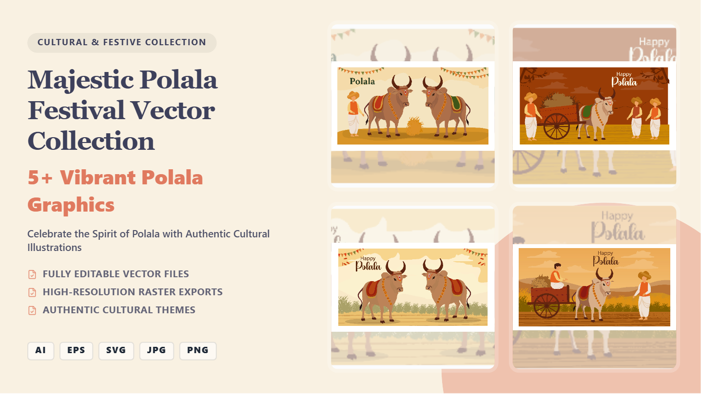 Majestic Polala Festival Social Media Banners – Cultural Vector Collection