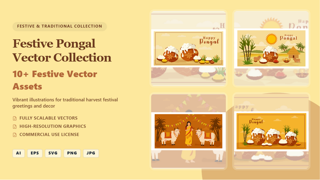 Festive Pongal Social Media Banners – Premium Vector Collection