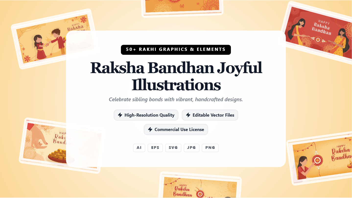 Raksha Bandhan Joyful Illustrations Social Media Banner Pack – Editable Vector Graphics