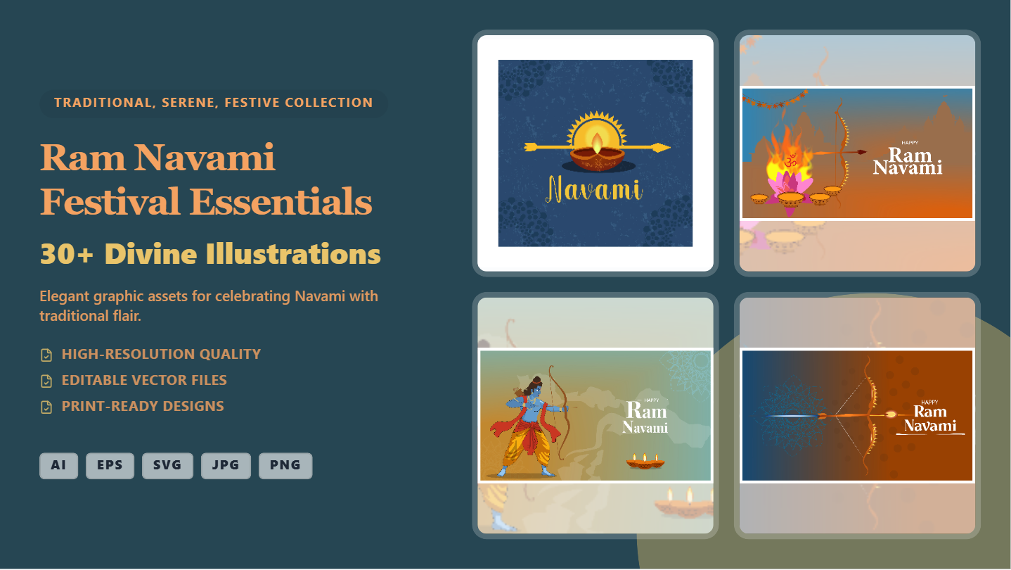 Ram Navami Festival Social Media Banners – Divine Traditional Illustrations