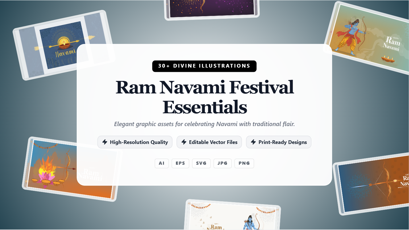 Ram Navami Festival Social Media Banners – Divine Traditional Illustrations