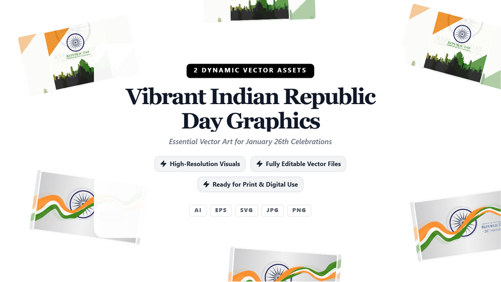 Vibrant Indian Republic Day Social Media Banners – Editable Vector Graphics