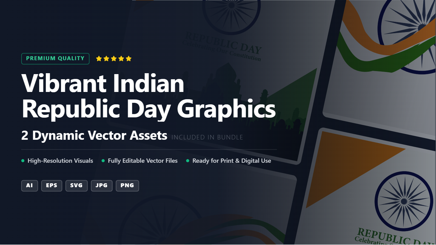 Vibrant Indian Republic Day Social Media Banners – Editable Vector Graphics