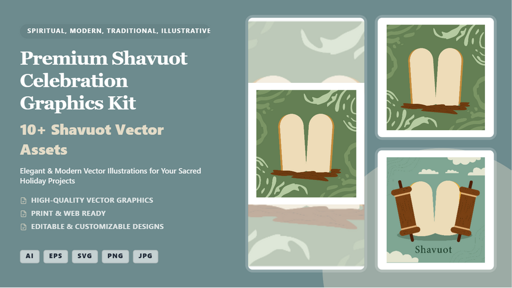 Premium Shavuot Social Media Banner Kit – Elegant Editable Vector Graphics
