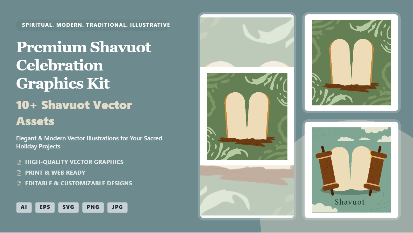 Premium Shavuot Social Media Banner Kit – Elegant Editable Vector Graphics