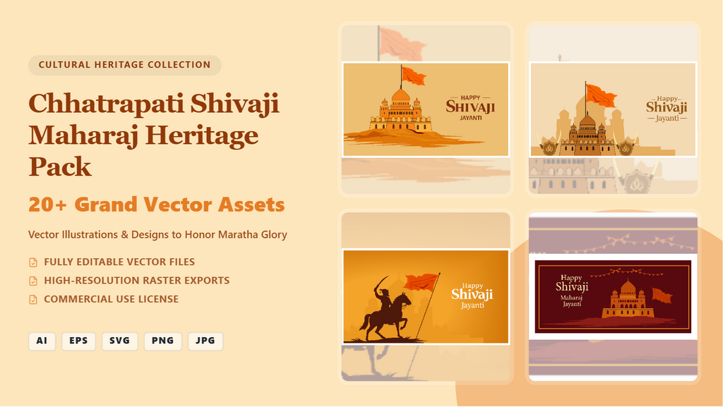 Chhatrapati Shivaji Maharaj Heritage Social Media Banners – Vector & Raster Pack