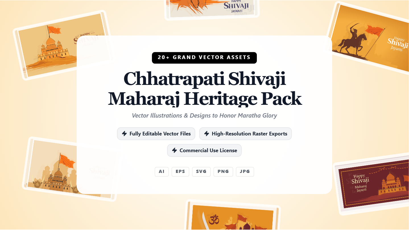 Chhatrapati Shivaji Maharaj Heritage Social Media Banners – Vector & Raster Pack
