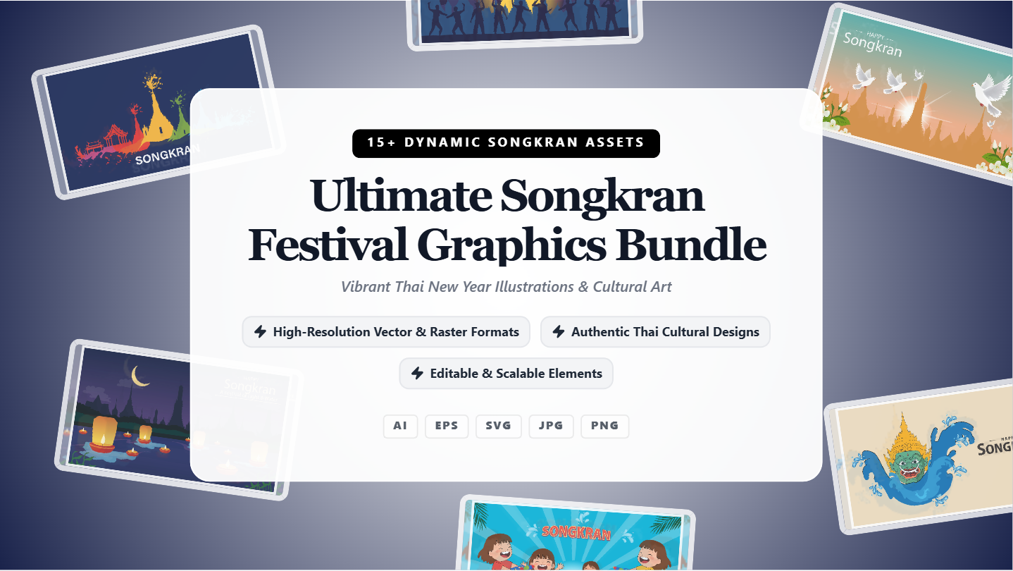 Ultimate Songkran Festival Social Media Banners – Vibrant Thai Cultural Art & Graphics