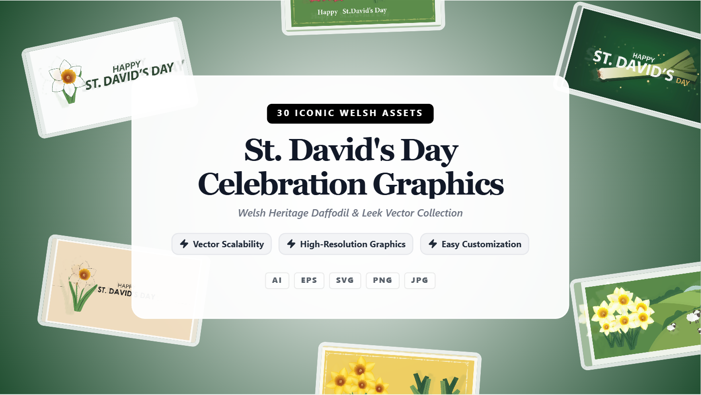 St. David's Day Celebration Graphics Social Media Banners – Welsh Heritage Vector Collection