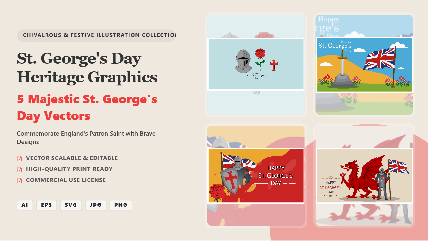 St. George's Day Heritage Social Media Banners – Premium Vector Graphics Pack