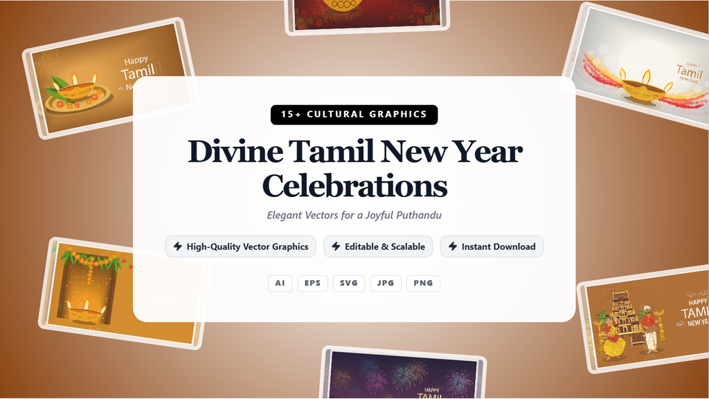 Divine Tamil New Year Social Media Banners – Cultural Graphics & Editable Vectors