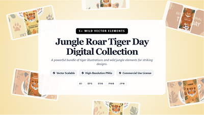 Jungle Roar Tiger Day Social Media Banners – Wild Vector Digital Collection