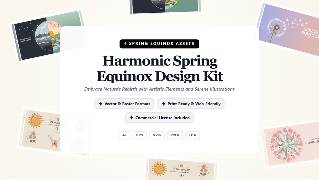 Harmonic Spring Equinox Social Media Banners – Nature-Inspired Vector & Raster Kit