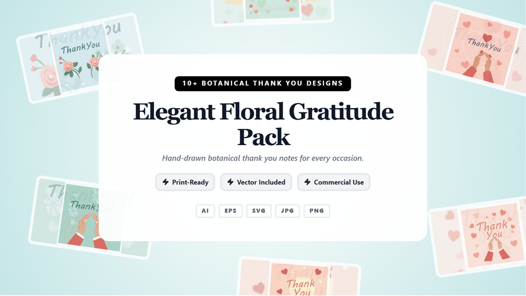 Elegant Floral Thank You Social Media Banners – Botanical Vector Templates