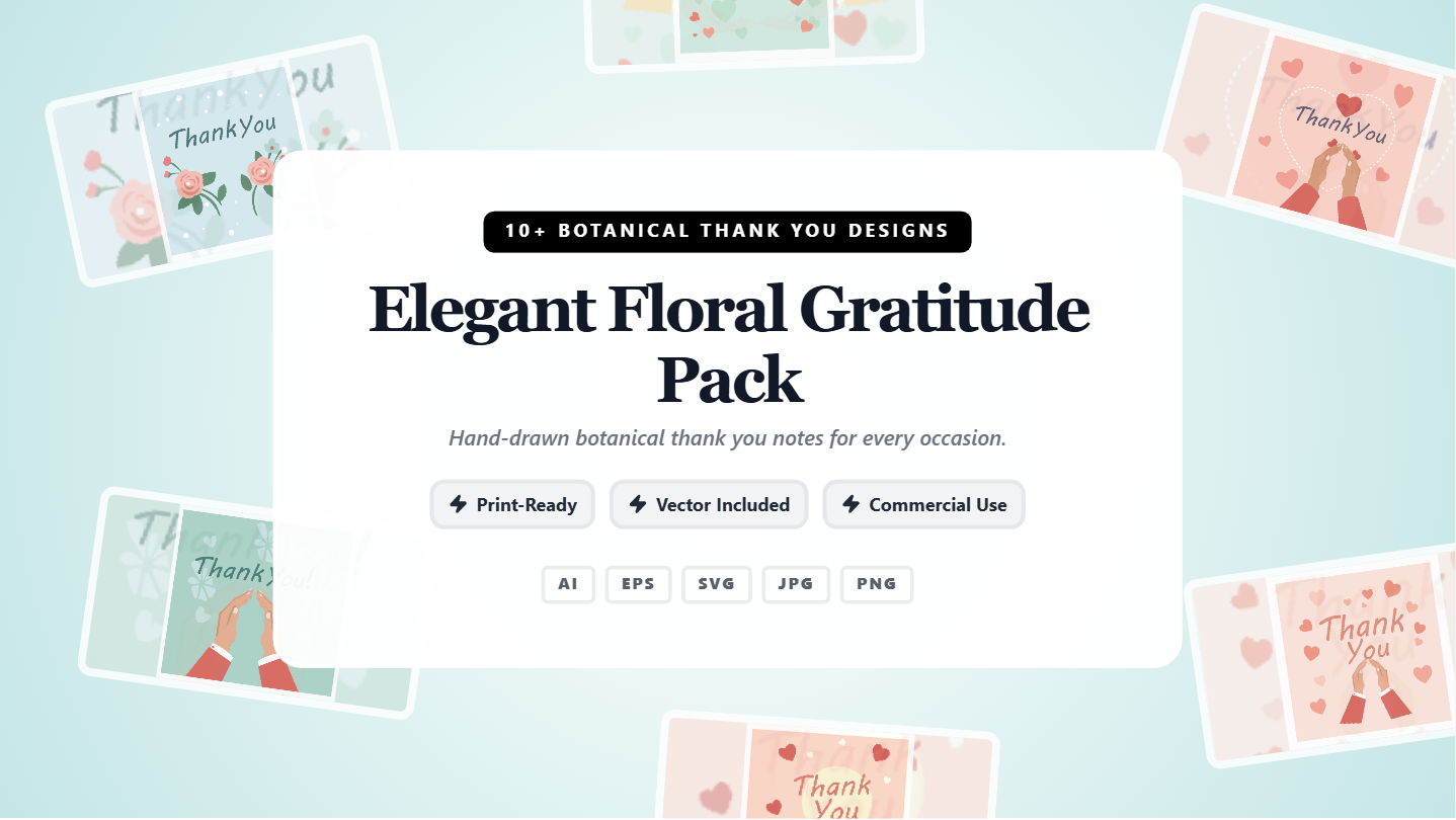 Elegant Floral Thank You Social Media Banners – Botanical Vector Templates