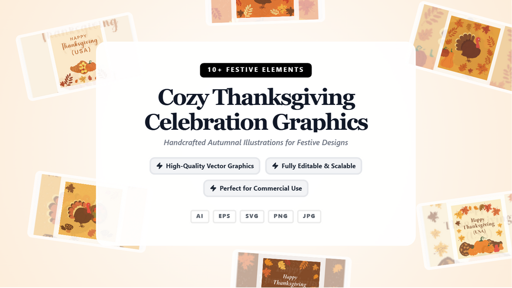 Cozy Thanksgiving Celebration Social Media Graphics Bundle – Editable Vector