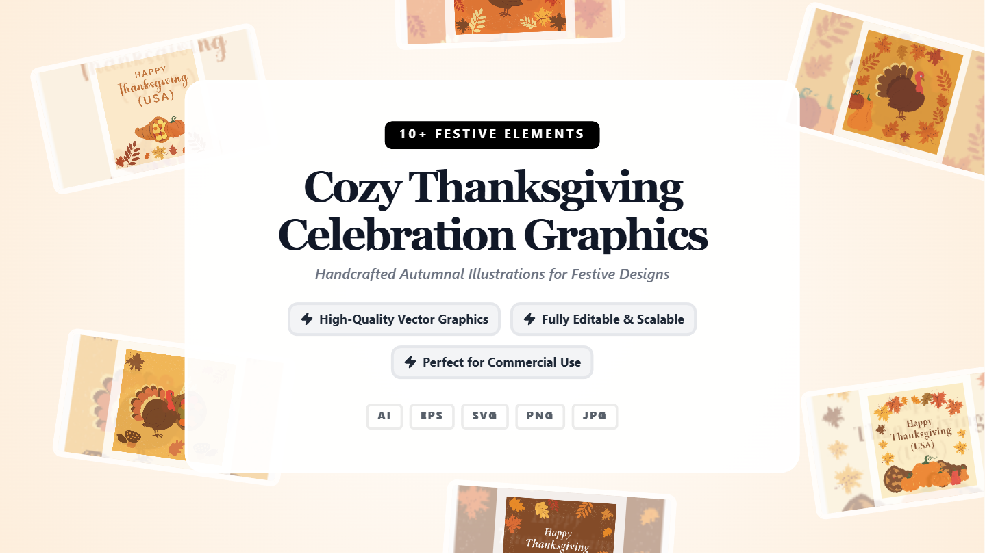 Cozy Thanksgiving Celebration Social Media Graphics Bundle – Editable Vector