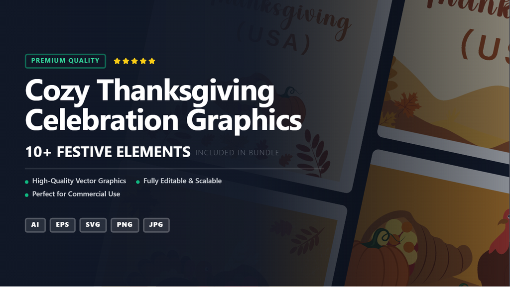 Cozy Thanksgiving Celebration Social Media Graphics Bundle – Editable Vector