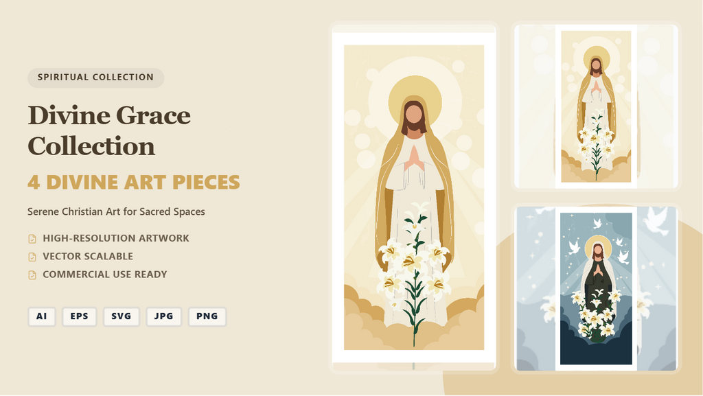 Divine Grace Christian Art Social Media Banners – Serene Vector Collection