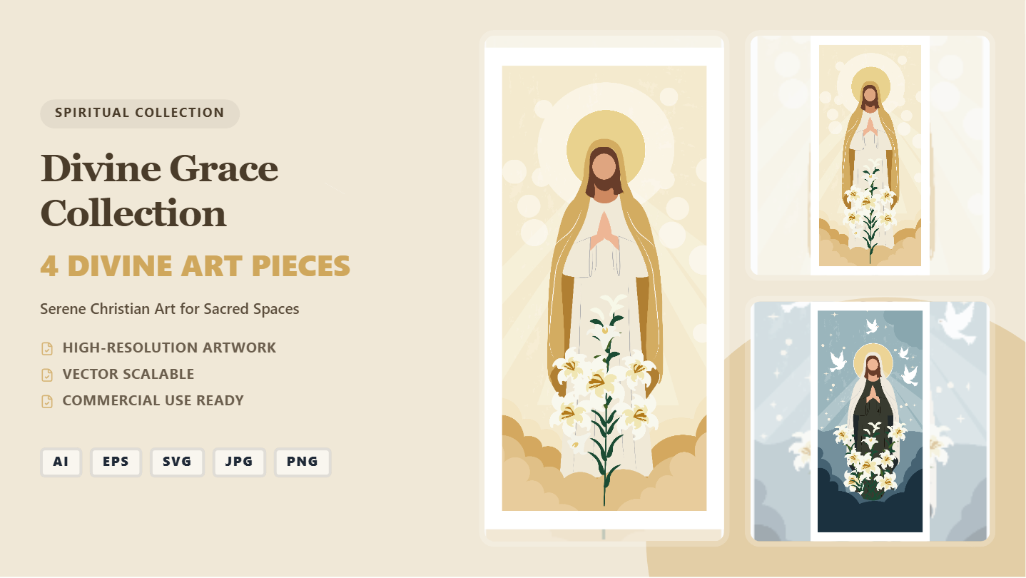 Divine Grace Christian Art Social Media Banners – Serene Vector Collection